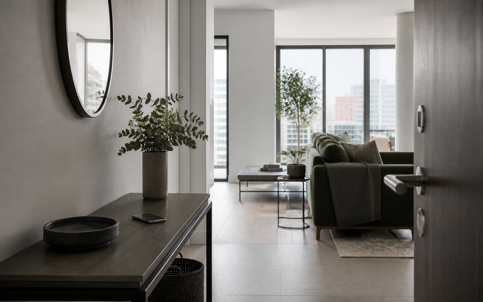 A modern rental apartment prepared for a guest's arrival